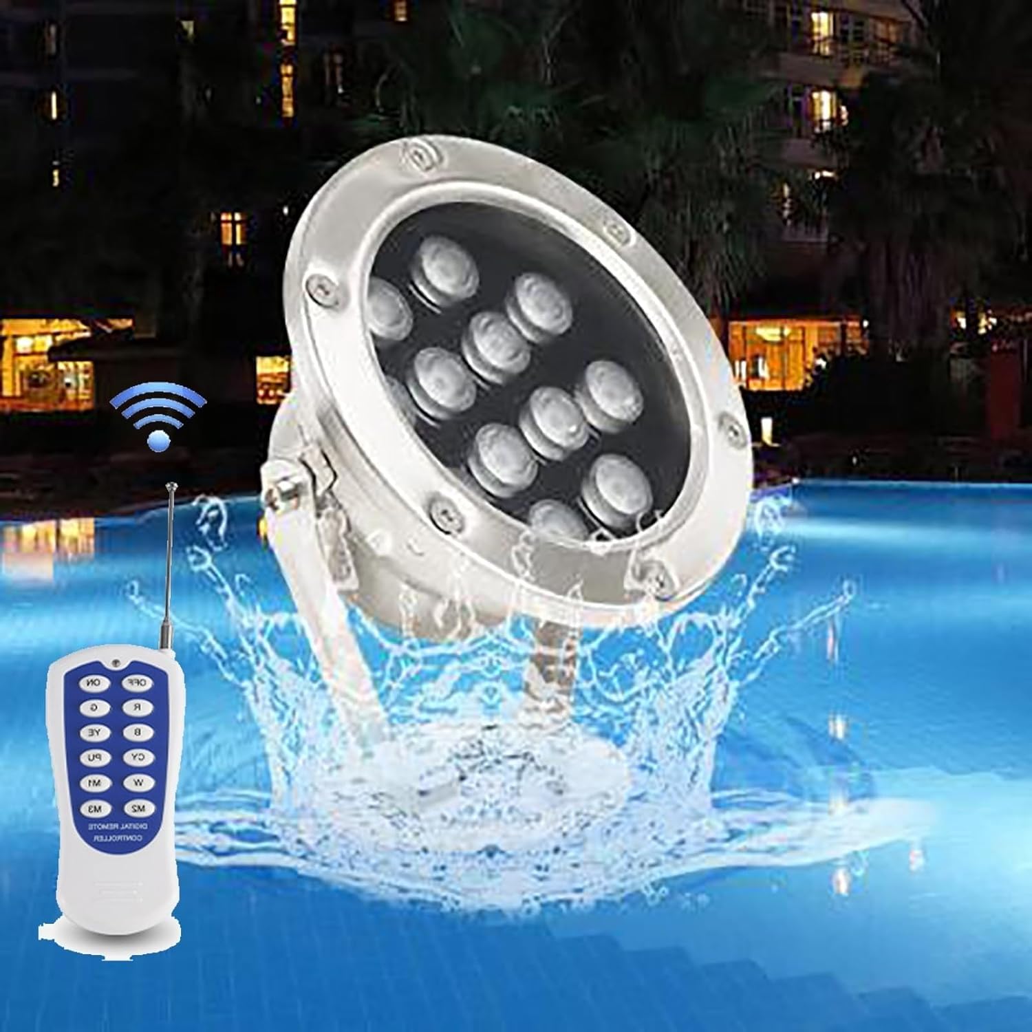 Submersible LED Fountain Light - Underwater Landscape Lights, 24V Low Voltage Adjustable Angle Lights, IP68 Waterproof Pond Light, for Decorative Lighting(RGB,24W)