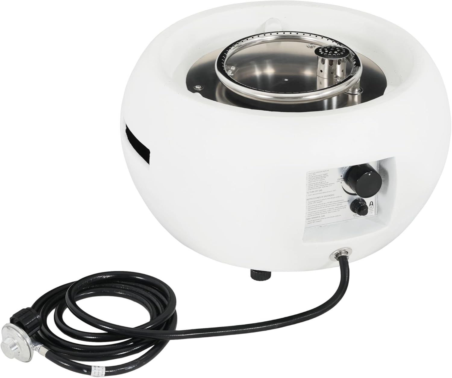 22”Round Patio MGO Propane Gas Fire Pit, 40,000 BTU Stone Look Outdoor Propane Fire Pit for Patio, Courtyard, Garden White (Tank Cover Not Provided)