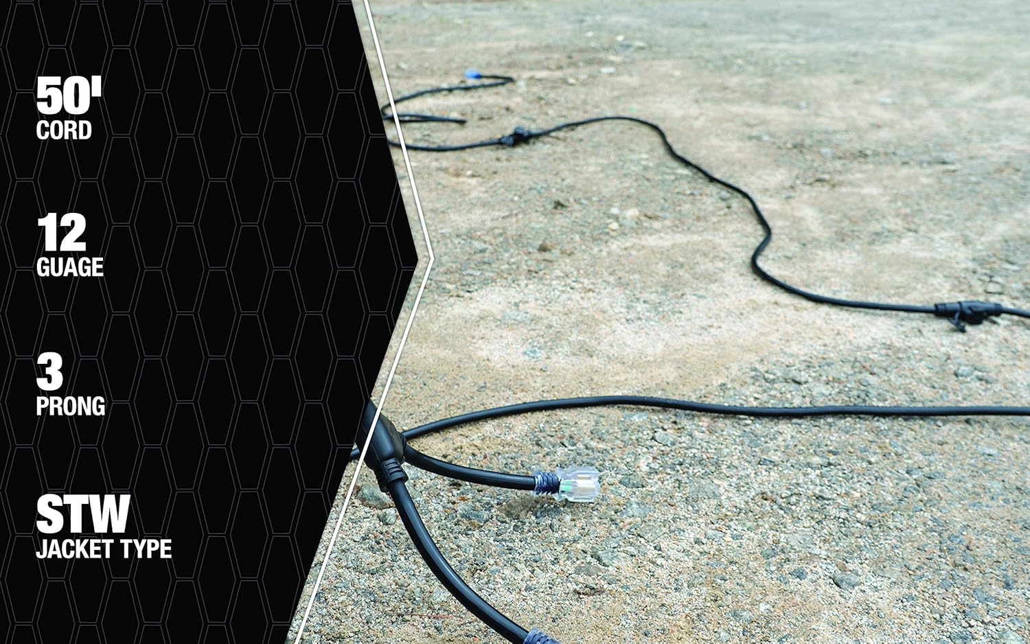 Southwire 65039101 12/3 50-Ft. Generator Power Cord; Black