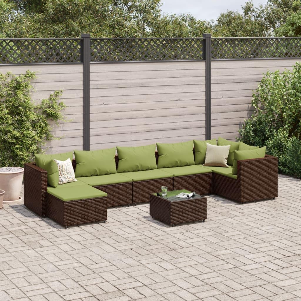 Furniture Sets 8 Piece Patio Lounge Set with Cushions Brown Poly Rattan,Versatile Outdoor Rattan Furniture Set with Modular Design for Enhanced Comfort and Style Garden Conversation Sets