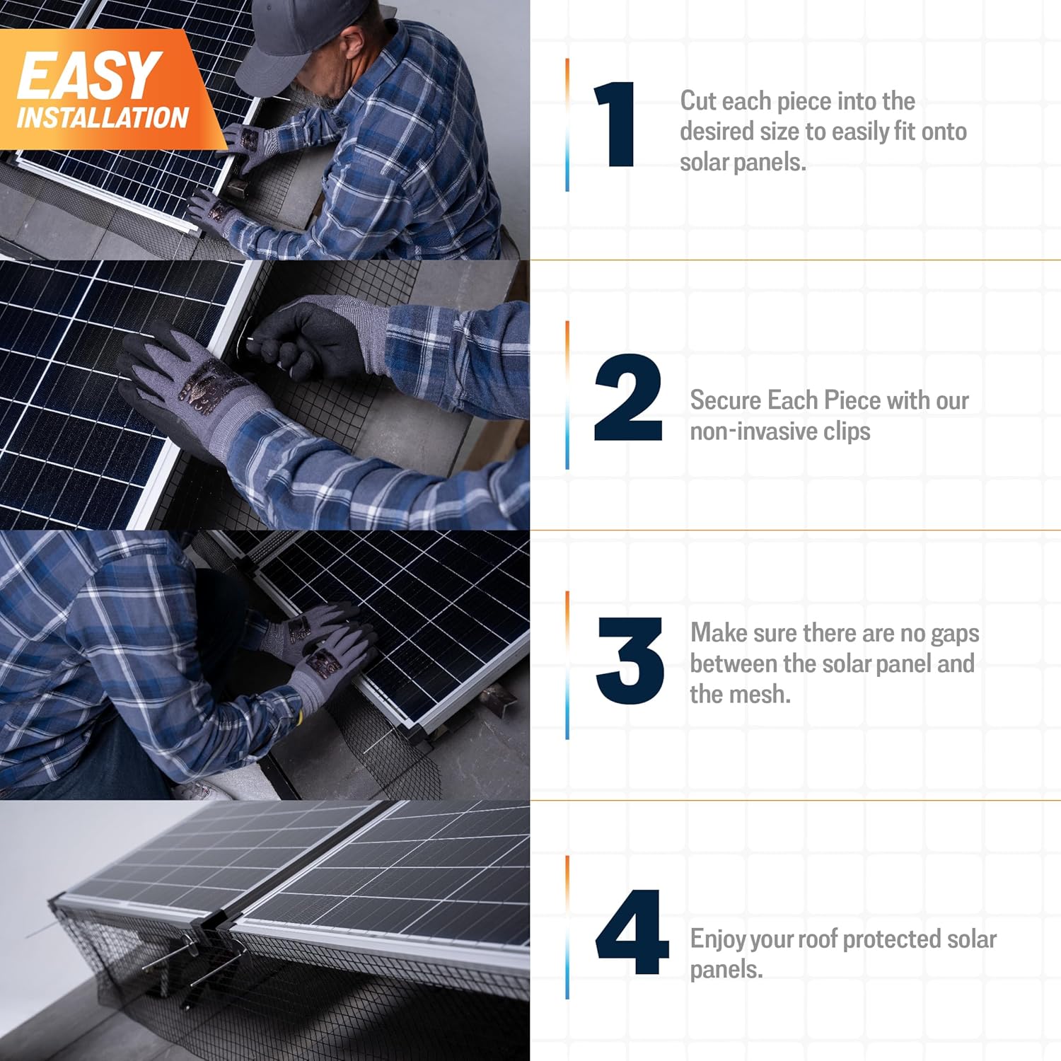 Rotak Critter Guard PRO - 4in x 100ft Solar Panel Bird Prevention Roll Kit with 100 Fastener Clips - Heavy Duty Galvanized Black PVC Coated ½ inch Wire Roll Mesh (4