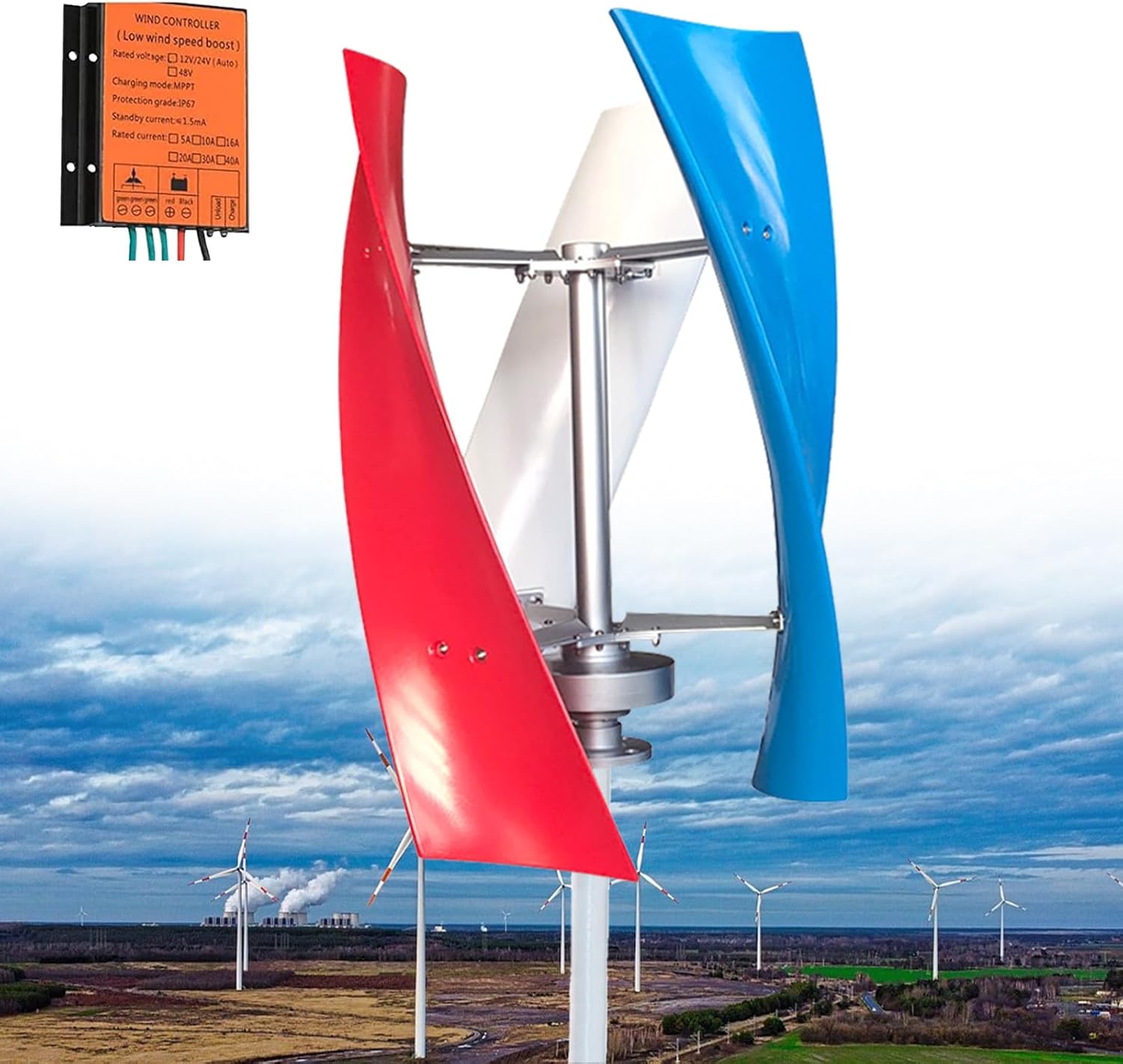 Wind Turbine Generator, 6000W 3 Blade Small Wind Turbine with Controller for Industrial Energy Equipment,Multi-12V