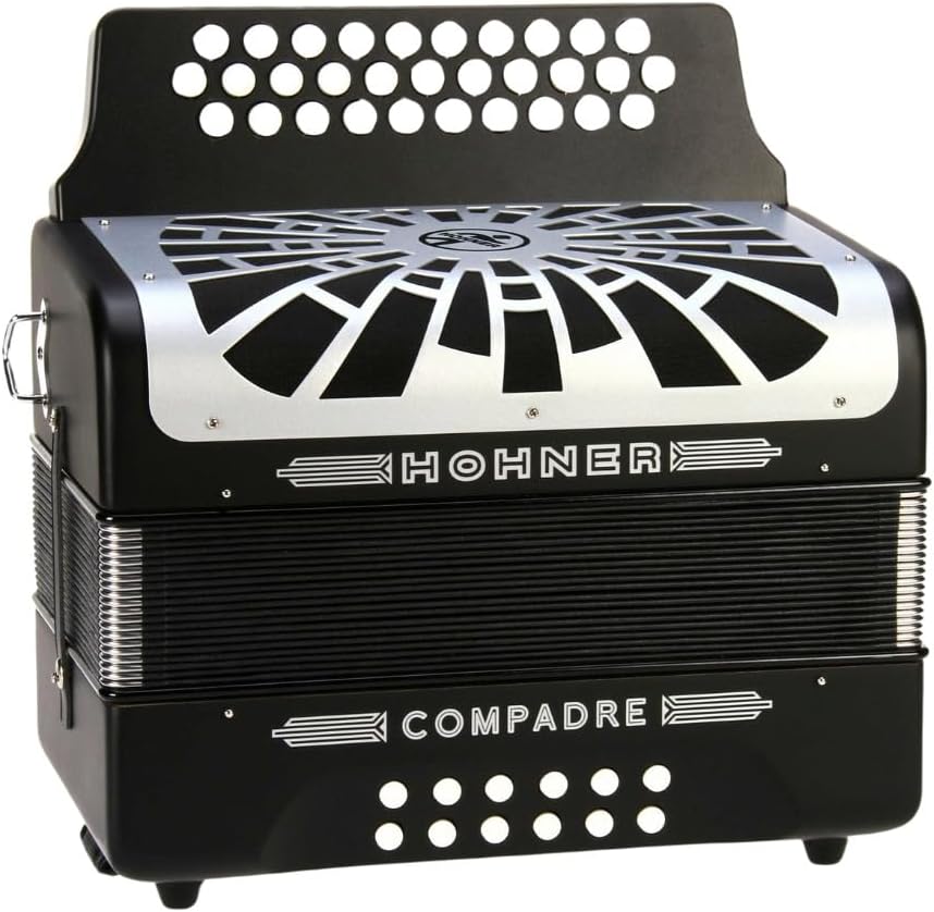 Hohner Compadre FBbEb Musica Tipica Series Accordion (Black) - 12 Basses, 62 Notes, Standard Straps with Gig Bag