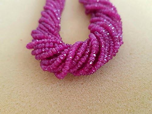 13 inch natural beads strand of 3mm faceted rondelle glass filled ruby gemstone beads for DIY jewelry - necklace, bracelet, earring, ring.