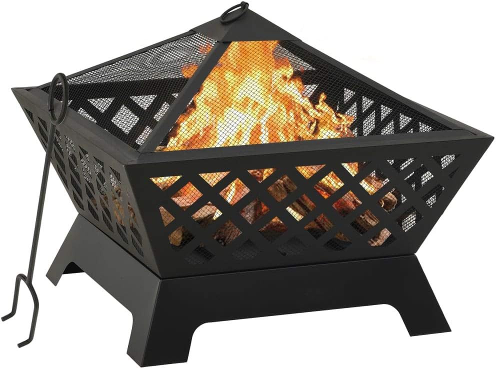 SKM Fire Pit with Poker 64 cm XXL Steel (Weight-41KG)