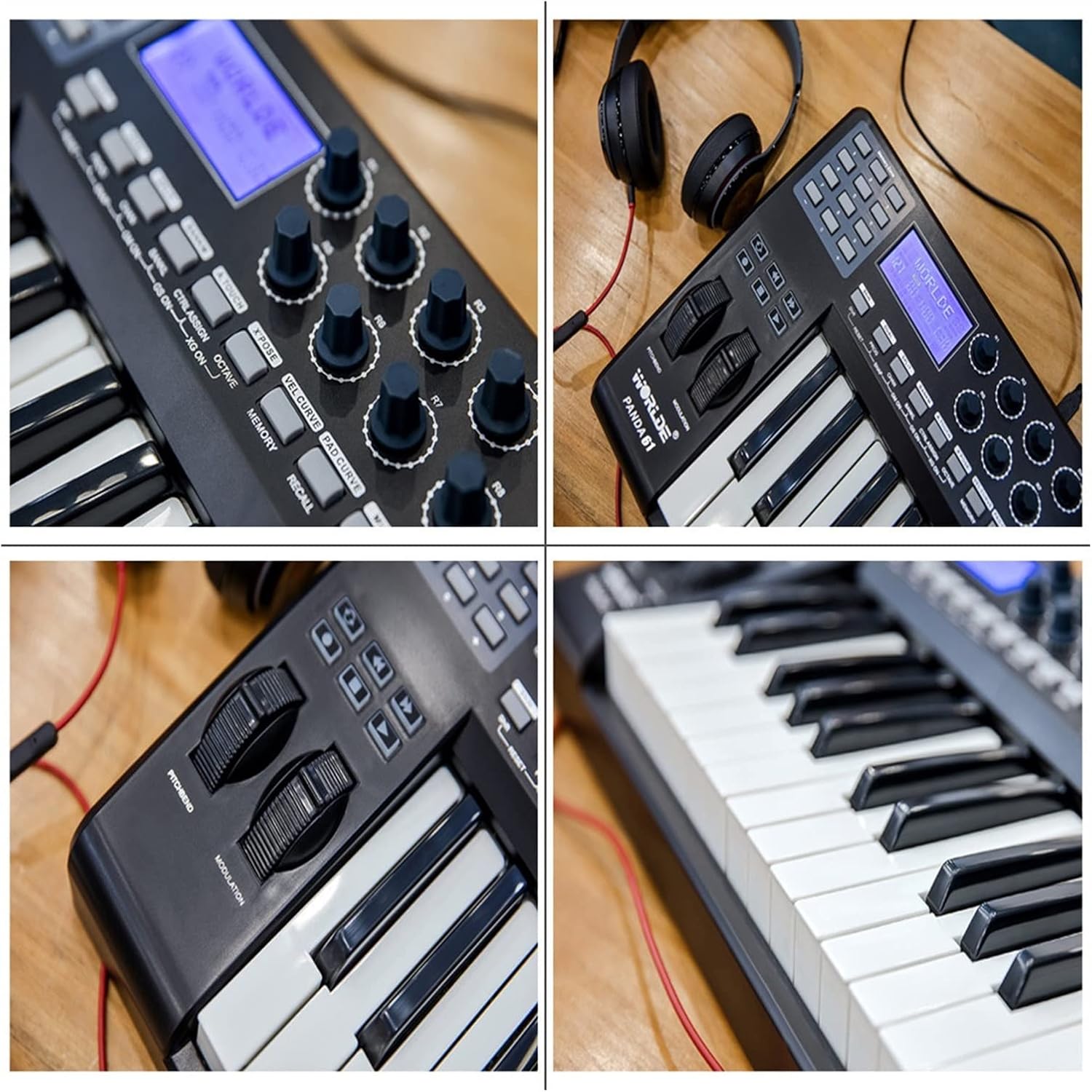 Keyboard Piano Portable 61-Key USB MIDI Keyboard Controller 8 RGB Colorful Backlit Trigger Pads Piano Midi Controller