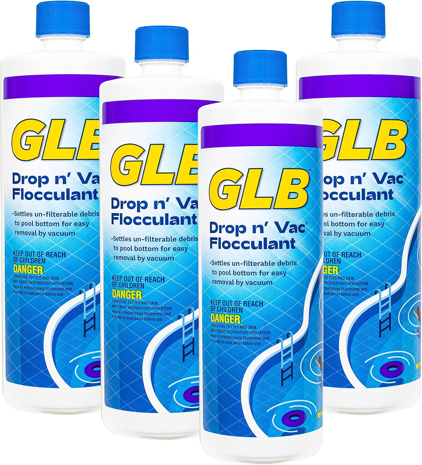 GLB Drop N Vac Pool Clarifier (4 Pack, 1 qt)