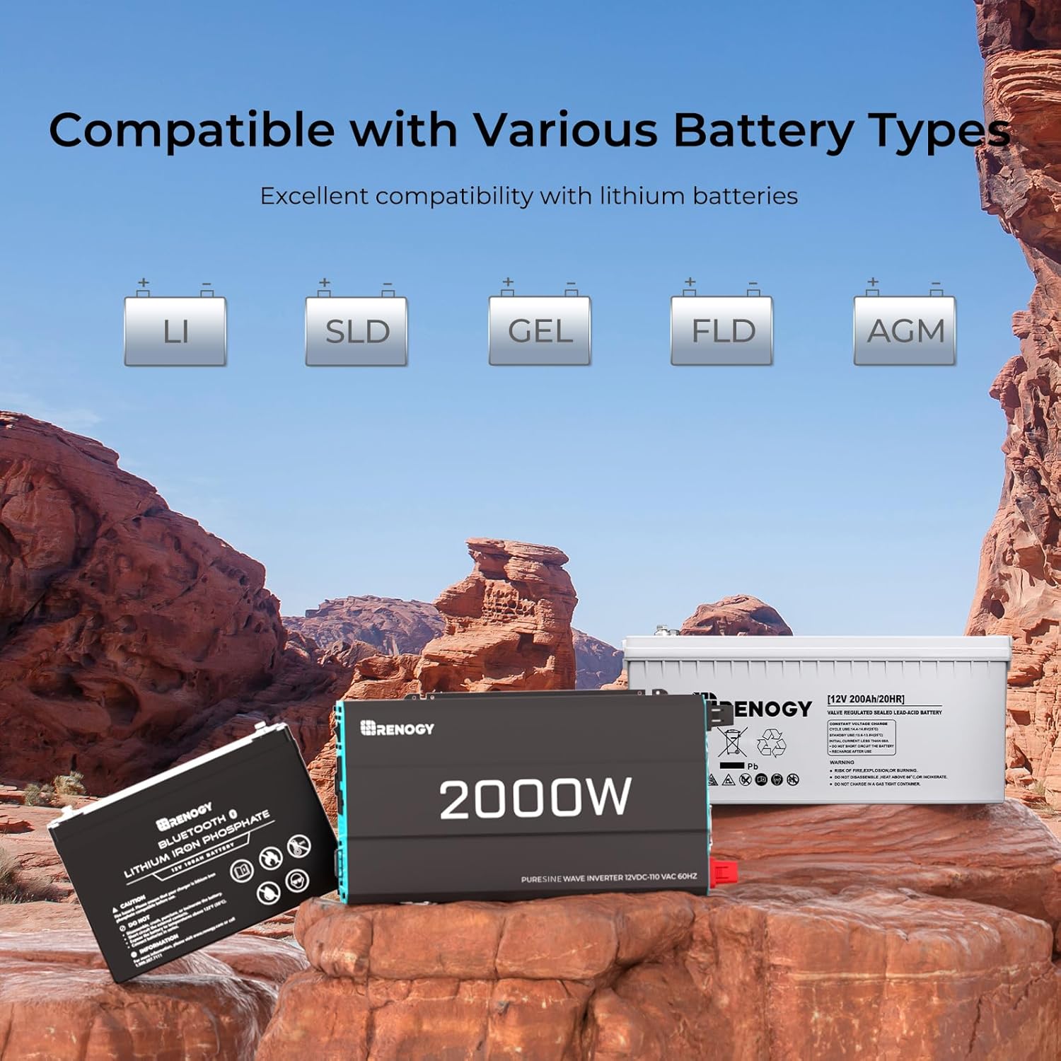 Renogy 2000W Pure Sine Wave Inverter 12V DC to 120V AC Converter for Home & Lasko Oscillating Digital Ceramic Tower Heater for Home with Adjustable Thermostat