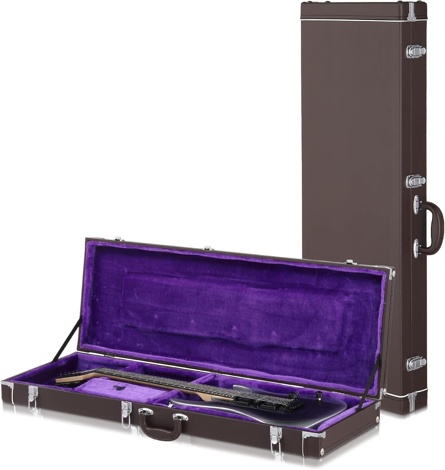 Ktaxon 39-Inch Electric Guitar Hard Case, Rectangle Wooden Standard Electric Guitars Hard-Shell Protective Carrying Case for KST/KTL/170 Model with Lock Latch Padding (Chocolate Brown)