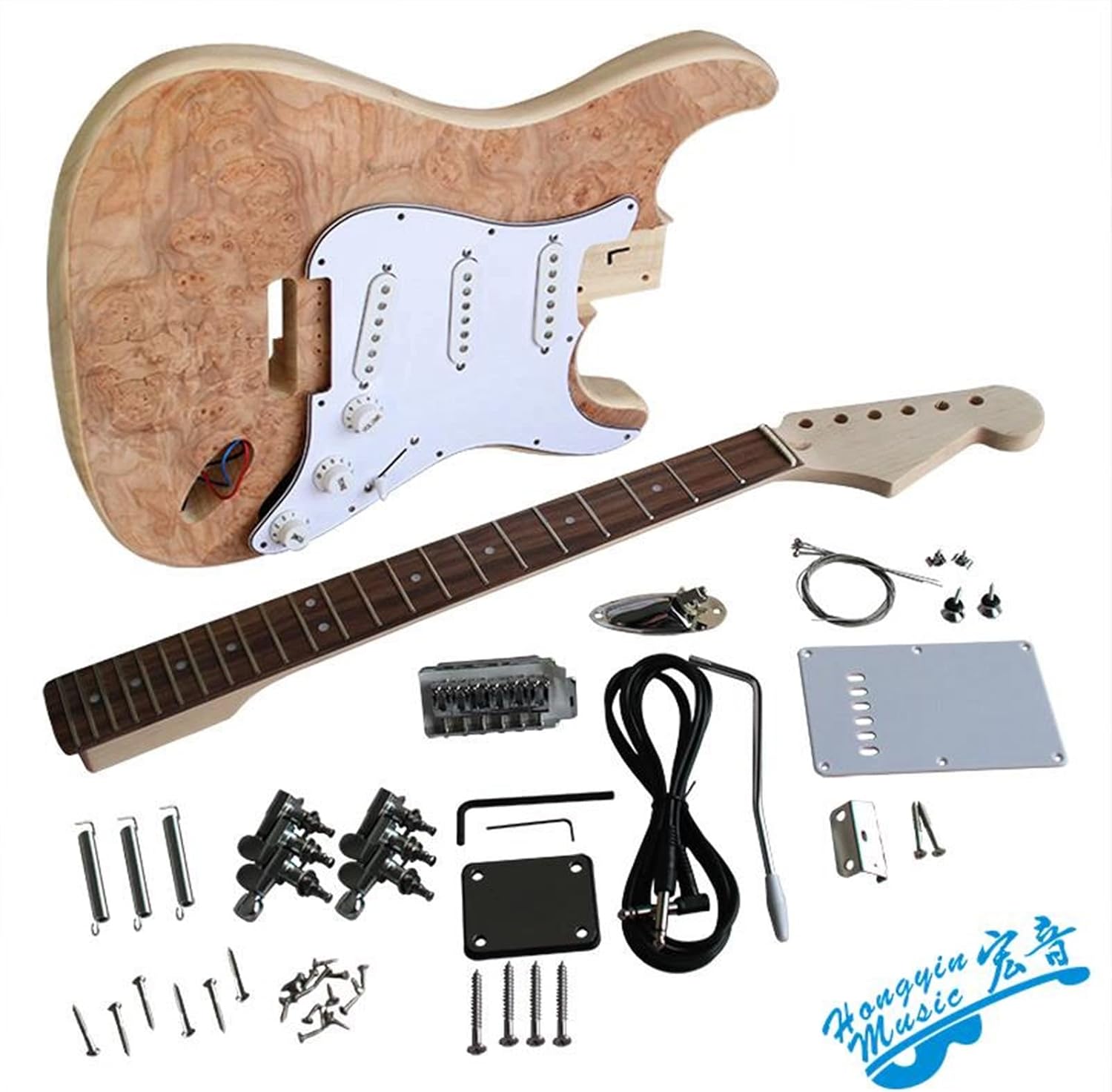 FLFL Electric Guitar Making Material Accessories Veneer Electric Guitar Eucalyptus Body Hard Maple Neck Unfinished Guitar Kit