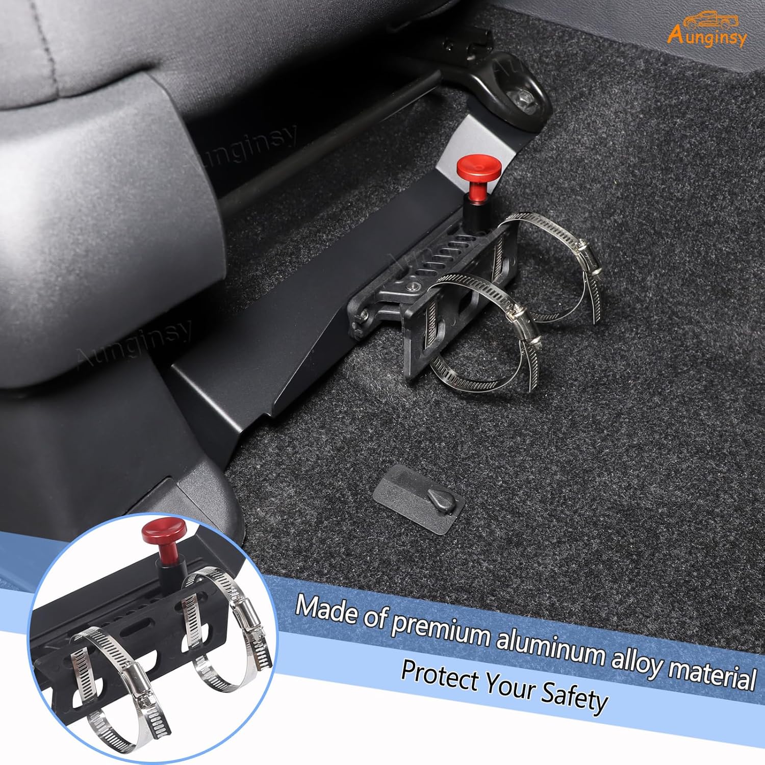 Car Co-Pilot Under Seat Quick Release Roll Bar Fire Extinguisher Mount Bracket Compatible with Nissan Frontier 2022-2025+, Adjustable 2 Clamps Fire Extinguisher Bottle Tie Holder Billet Accessories