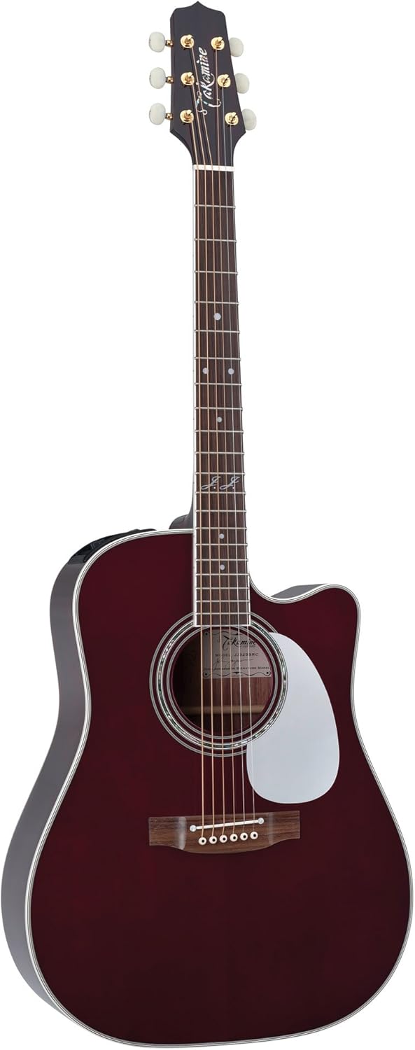 Takamine Pro Series JJ325SRC John Jorgenson Dreadnought Acoustic Electric Guitar, Gloss Red with Case