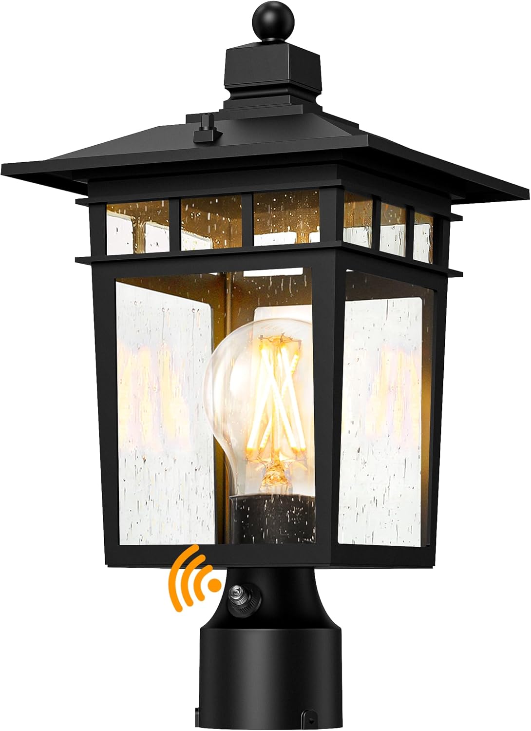 17'' Dusk to Dawn Outdoor Post Lights,Black Lamp Post Light Fixture, Waterproof Aluminum Outside Lamp Posts Light Outdoor Lighting, Pole Lantern for Yard Patio Pathway Garden Deck, E26 Base (1-Pack)