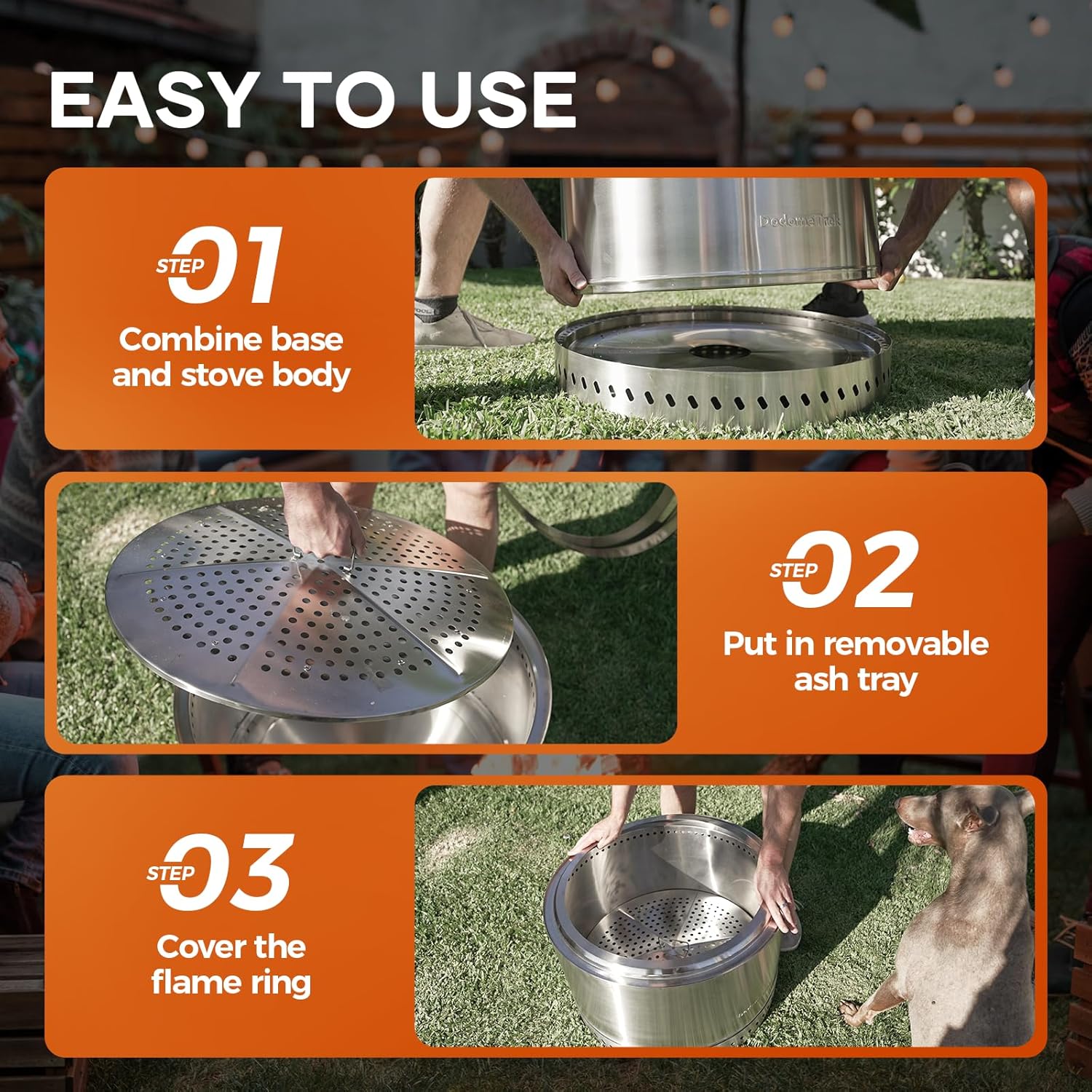 Smokeless Fire Pit, Portable Firepit Outdoor, 27 Inch Inky