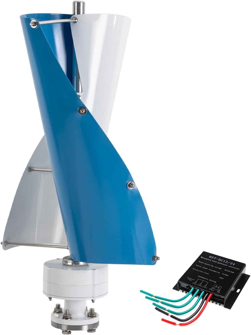 Wind Turbine,800W W/Controller 12V 24V 48V Energy Wind Turbine Generators No Noise 2 Blade for Wind and Solar Power Generation(Blue)