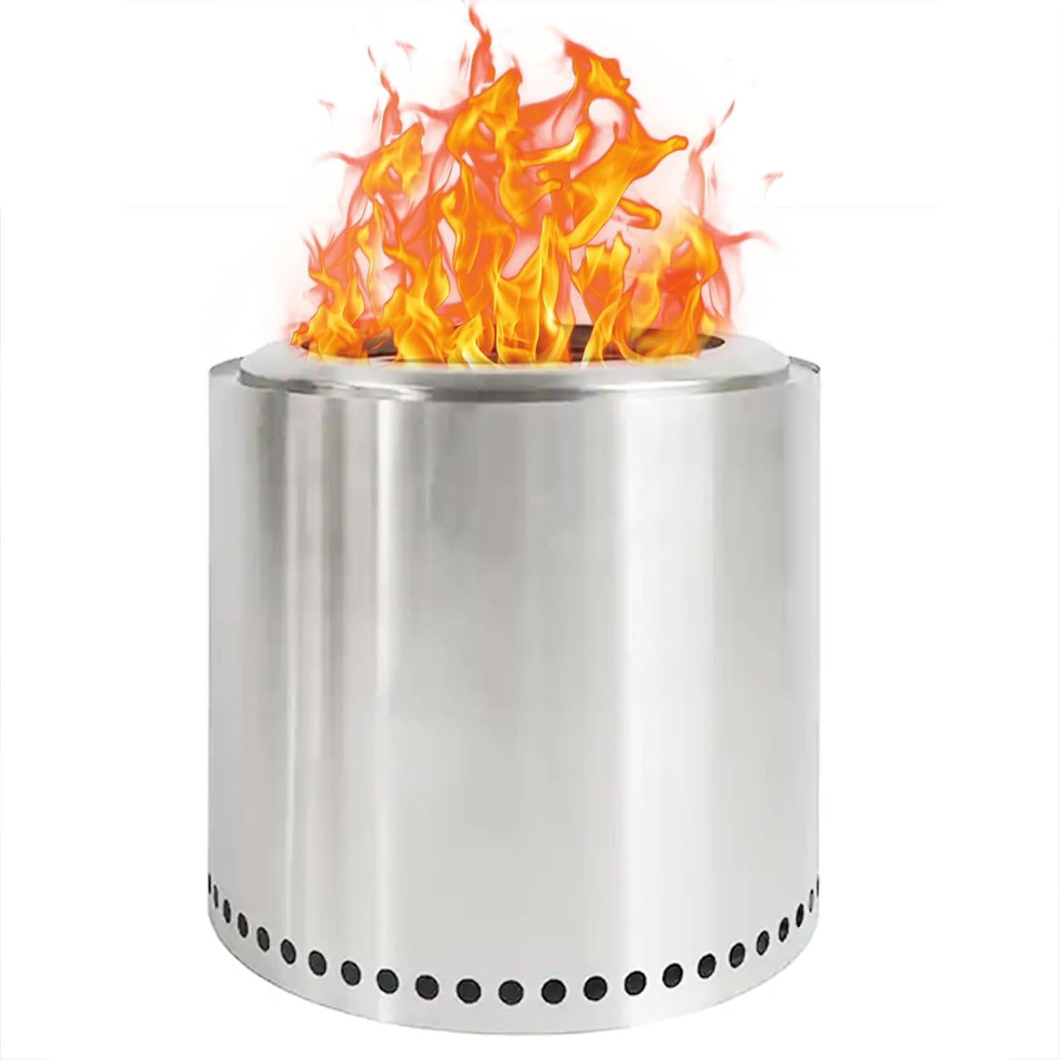 Smokeless Fire Pit with Removable Outdoor Wood Burning Fireplace for Backyard Camping Stainless Steel(32.8cm*30cm)