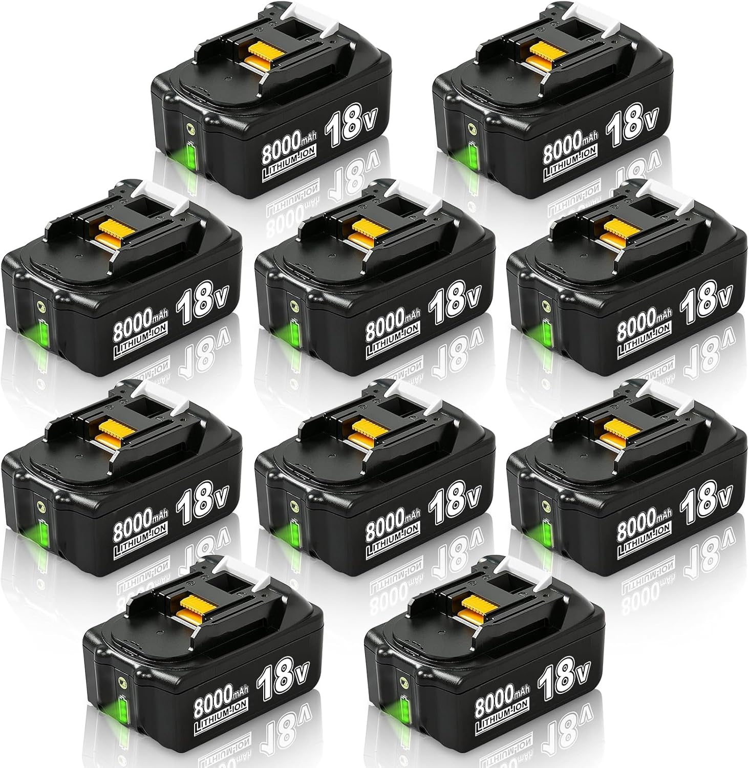 10Pack 18V 8.0Ah Replacement for Makita 18v Battery Compatible with Makita Battery 18v BL1860 BL1820 1830B 1840B