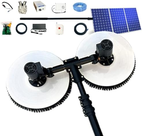 Electric Water Fed Cleaning Kit - 24.5ft Solar Panel & Window Glass Brush, Extendable Pool Cleaner, Battery Powered for Outdoor Cleaning Activities,Dual24.5ft(7.5m)