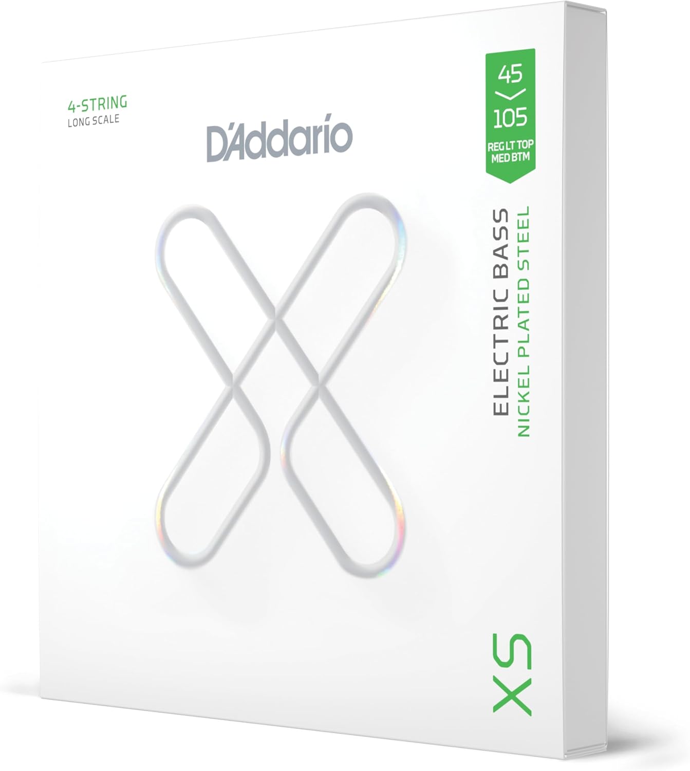 D'Addario Bass Guitar Strings, XS Coated Electric, XSB45105, Light Top/Medium Bottom 45-105, 4-String Set, Pack of 1