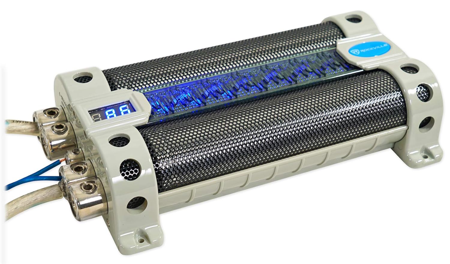 Rockville RFC30F Bundle: 30 Farad car Audio Power Capacitor with Blue Voltage Display, RWK0CU 0 Gauge OFC Amplifier Wiring Installation kit with ANL Fuse Holder, 2-Items