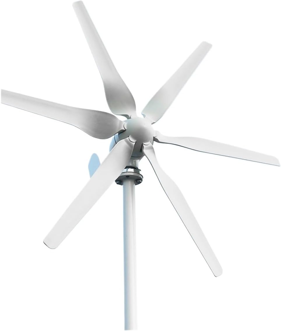800W 1KW 12V 24V Horizontal Wind Turbine Generator Complete Set Windmill MPPT Charge Controller Small Generador Low Starting Speed for Home(6 Blades,Wind Turbine ONLY_48V)