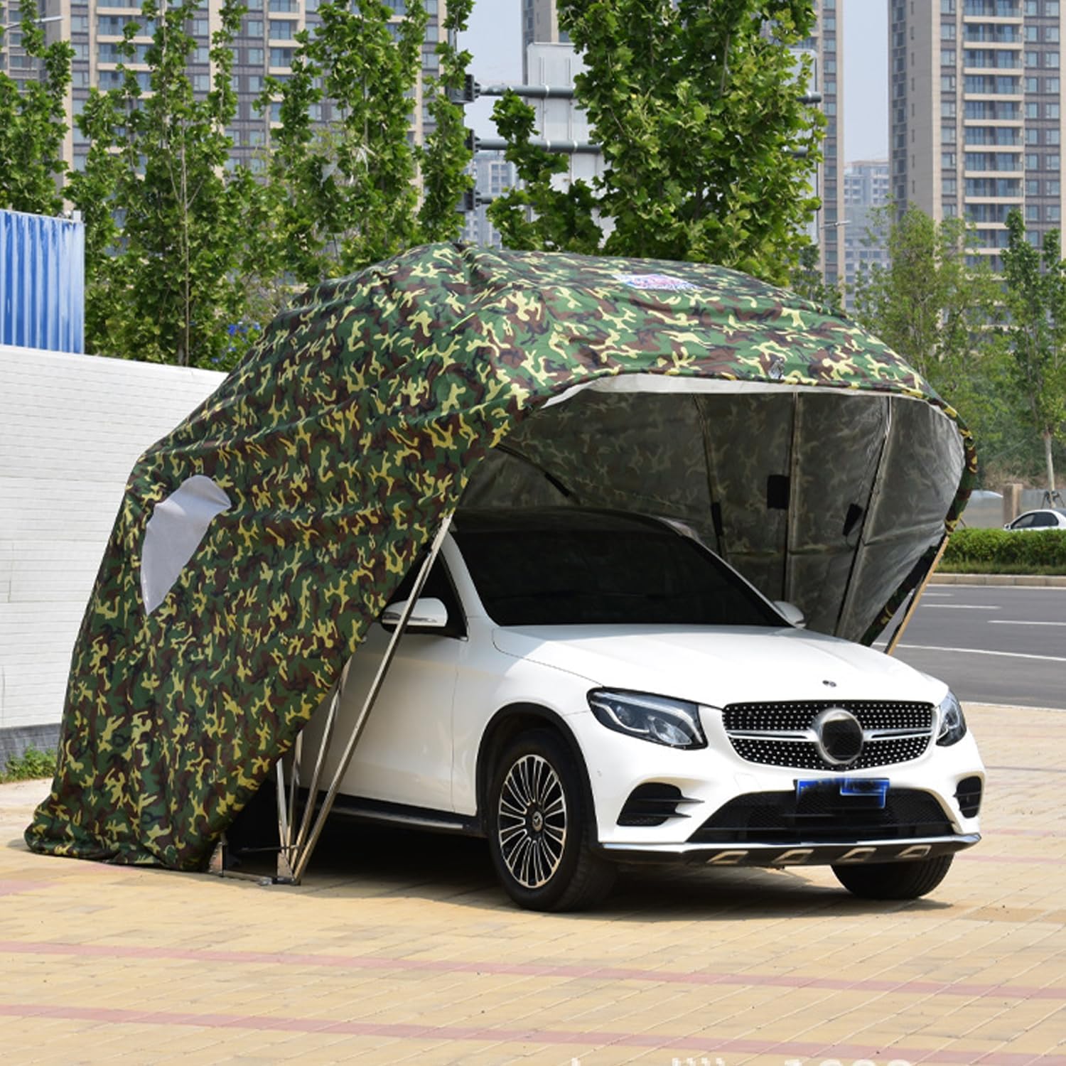 Heavy Duty Carport, Fully Automatic Large Huge Portable Garage, Stainless Steel Material Folding Telescopic Car Tent, for Outdoor Camping (19.6 * 8.2 * 8.2ft)