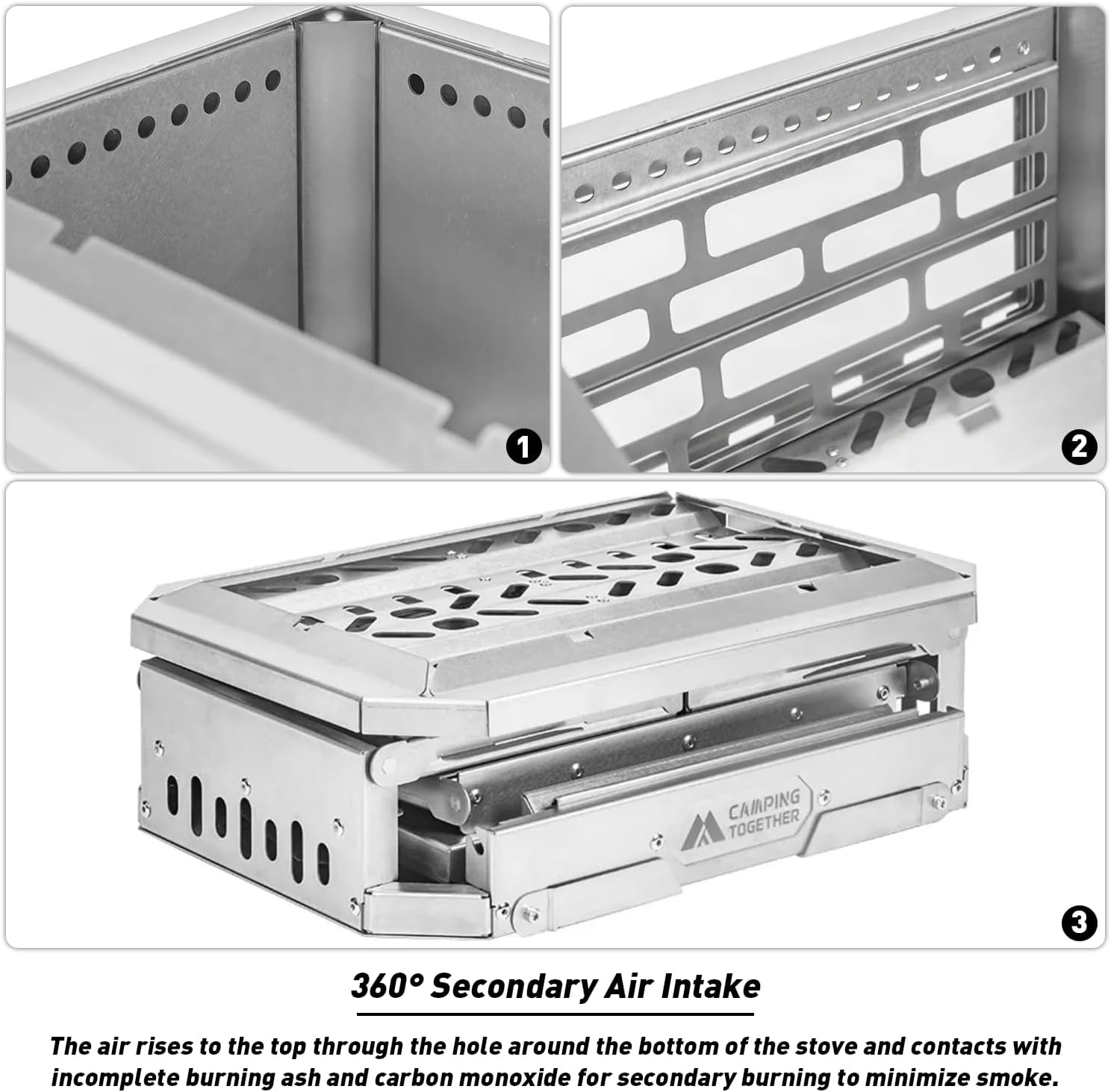 Portable Fire Pit for Camping Smokeless Folding FirePit Wood Burning Stove, Camping Stainless Steel Fire Pit for Outdoor, Patio, Backyard
