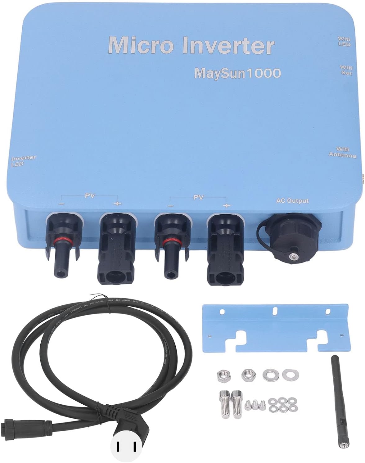 Qinlorgo Solar Grid Connected Inverter, WiFi Controlled IP65 US Plug Micro Inverter DC to AC for Outdoor (1000W)