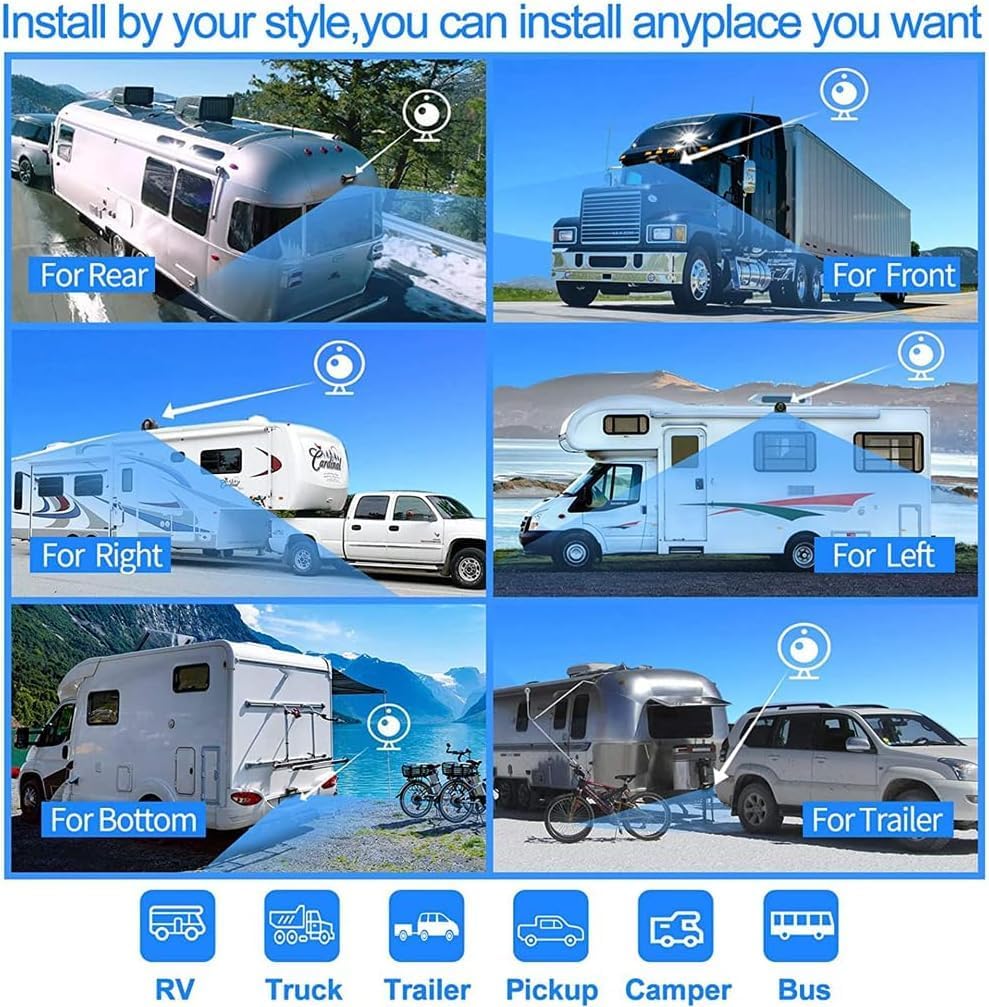 10.1'' Touch Screen 4CH 1080P Car Dash Cam DVR Backup Camera System FM Radio Built-in Speaker Wireless Apple CarPlay Android Auto Link Audio Output Playback for Truck Caravan Trailer Motorhome RV