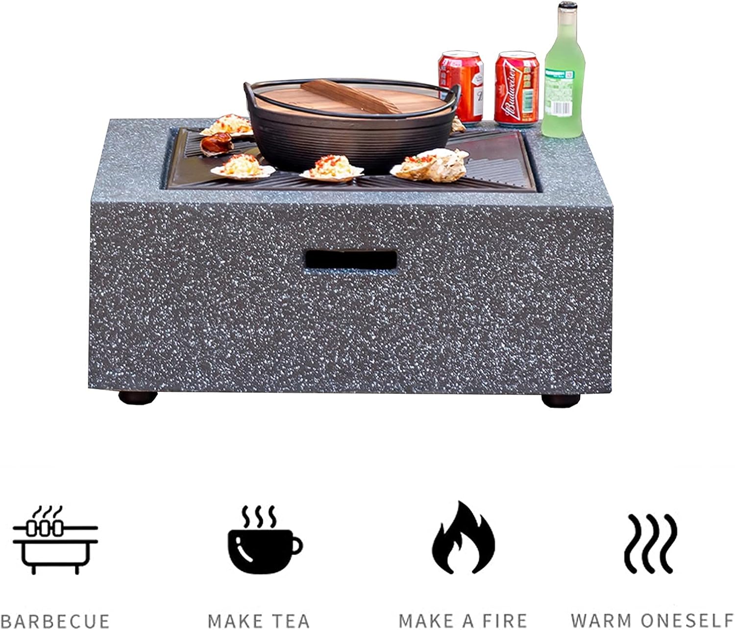 Fire Pit Outdoor Garden fire Pit, Wood Burning fire Pit with Dome Screen and Poker, Barbecue Set