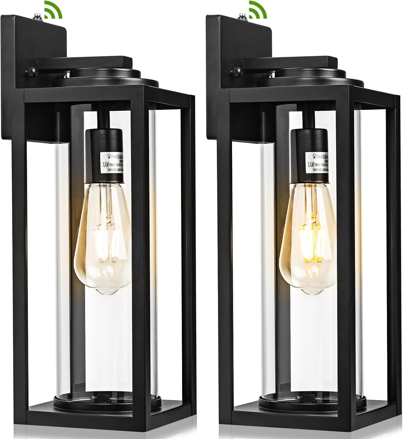 20inch Dusk to Dawn Outdoor Wall Light Fixtures - 2 Packs Large Exterior Waterproof Lighting, Modern Porch Sconces Wall Mounted Lighting, Industrial Black Outside Lantern for Front Door