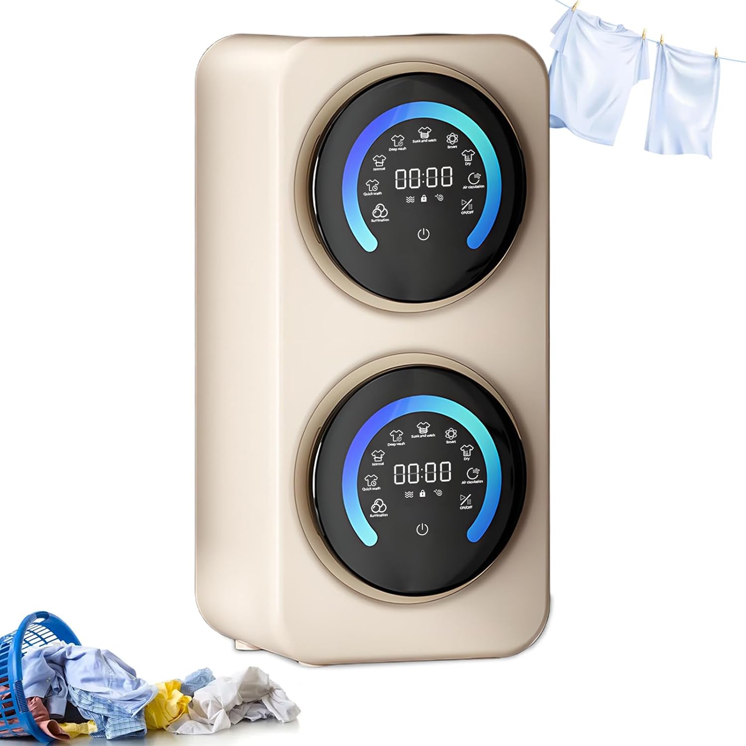 BANGBANGJI Mini Compact Washer Twin Tub Laundry Machine, Underwear Washing Machine, Twin Tub 3.5L Capacity, Stainless Steel Drum for Small Items of Clothing, Underwear, and Socks Desktop