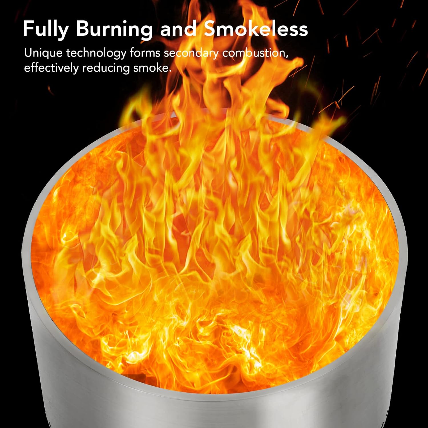 20.5 in Smokeless Fire Pit with Air Switch, Wood Burning Portable Stainless Steel Outdoor Firepit with Removable Stand and Ash Pan, Ideal for Camping Backyard Patio, H: 11.5 in, 18.8 LBS