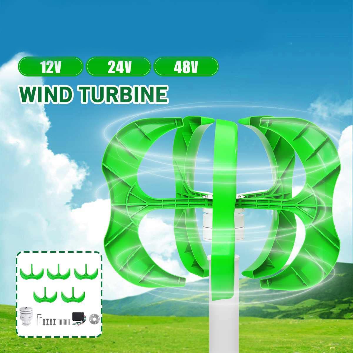 2000W 5 Blades Horizontal Wind Turbine Generator,12V 24V 48V No Noise Magnetic Levitation Wind Turbines Generator with Controller for Home Camping (Green)