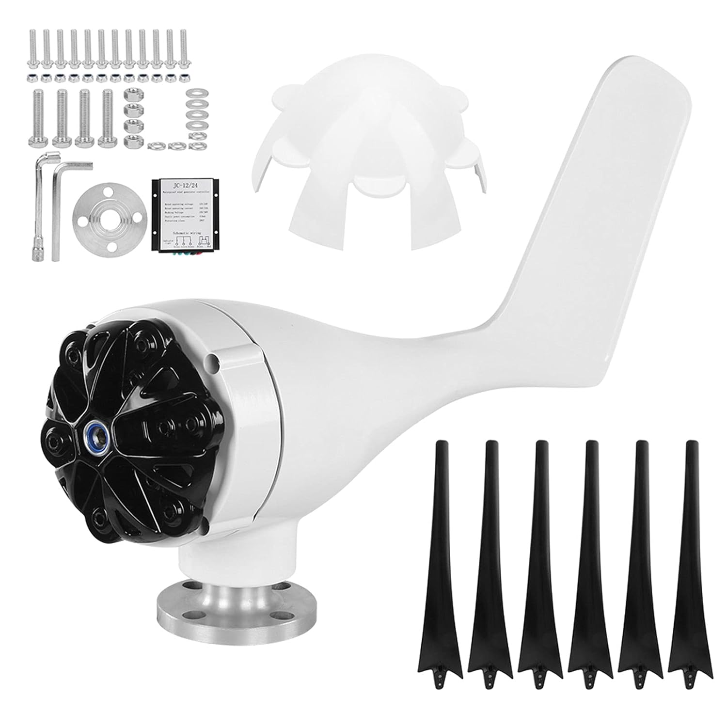 Fafeicy Wind AC Generator, Windmill Turbines Generator, 6 Blade Wind Industrial Machinery Equipment, 800W, with 3-Phase AC Permanent, Electricitygenerator (12V)