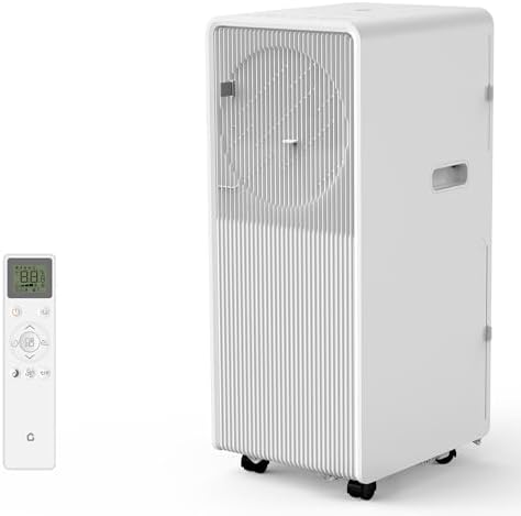 Portable Air Conditioner 8,000 BTU Cools Up to 350 Sq.Ft, 3-IN-1 Quiet Portable AC Unit with Remote Control for Large Room, Campervan, Office, Temporary Space, White