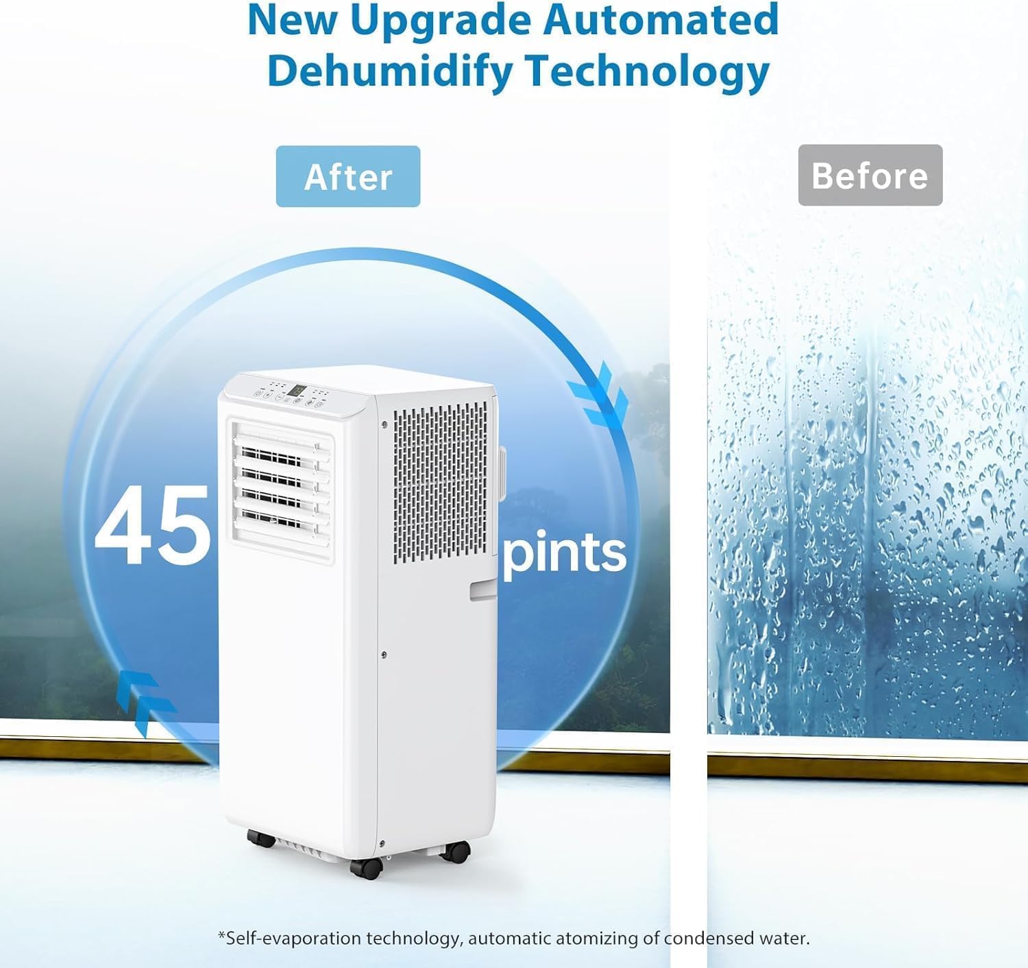 8,000 BTU Portable Air Conditioner for Rooms Up to 350 Sq. Ft, 3-in-1 AC with Dehumidifier, Fan and Cooling Modes, 24H Timer & Sleep Mode, Easy-Install, Includes Remote