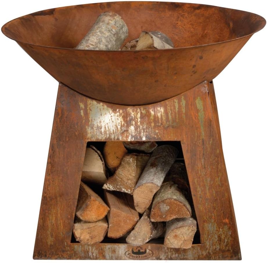 Esschert Design Fire Bowl with Wood Storage, Small