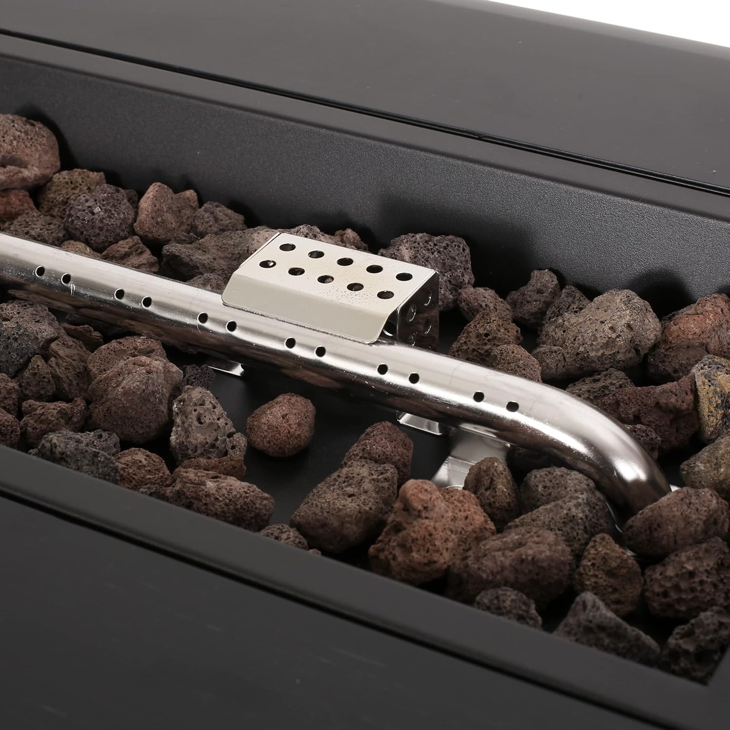 Merax Vernon Rectangle Fire Pit - 50,000BTU,Dark Gray