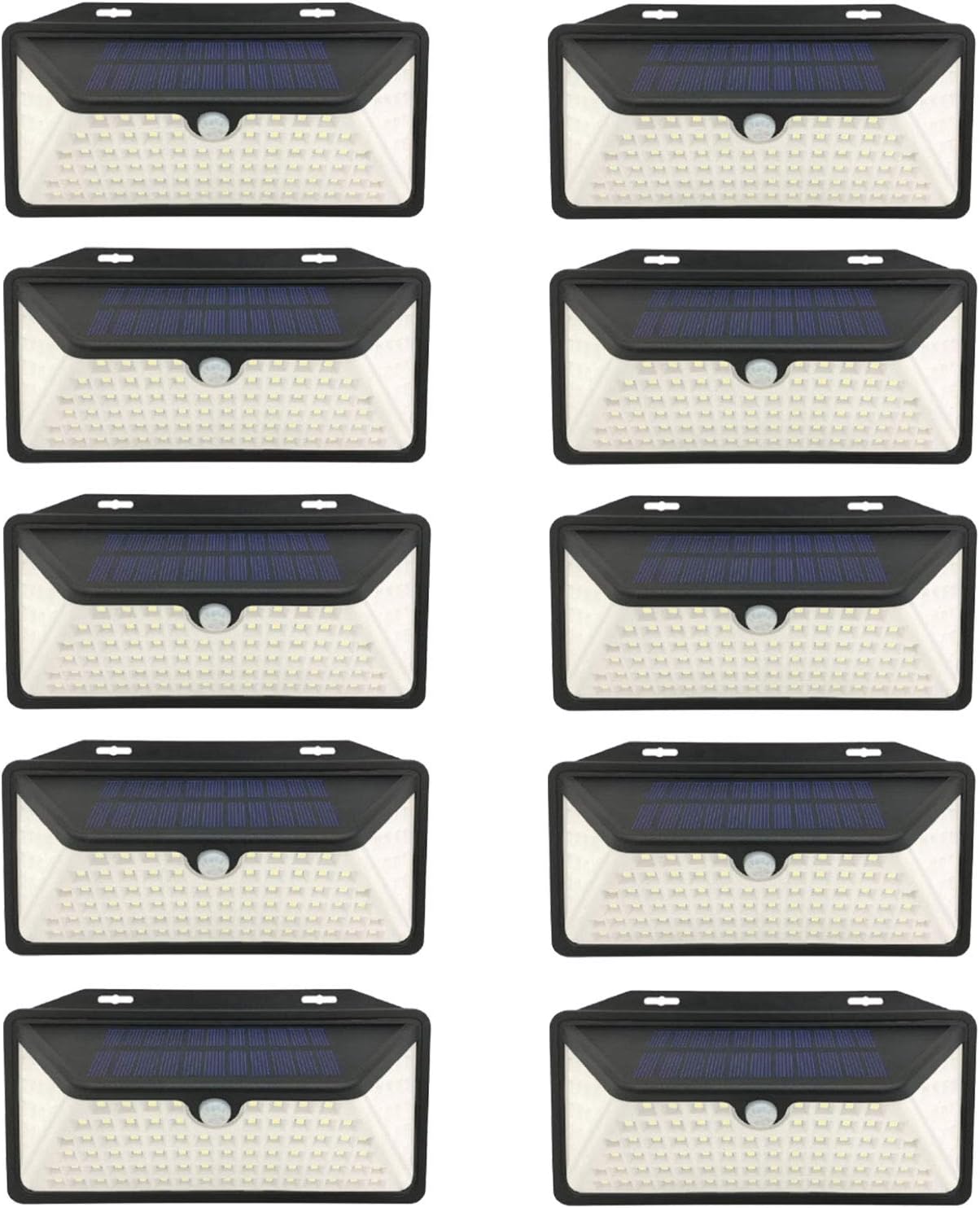 WBM Smart 100 Led Solar Wall Lights Outdoor, 3 Optional Modes Wireless, IP65 Waterproof, Easy-to-Install Security Lights for Front Door, Yd, Garage, Deck, (Pack of 10)