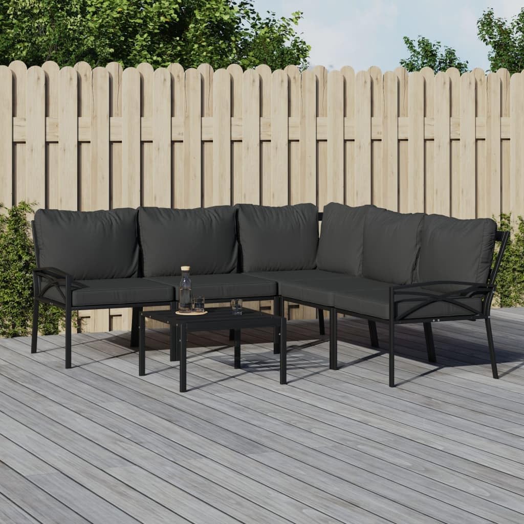 6 Piece Patio Lounge Set with Gray Cushions Steel,Comfortable and Durable Patio Lounge Set for Outdoor Relaxation Patio Furniture, Outdoor Furniture Sets