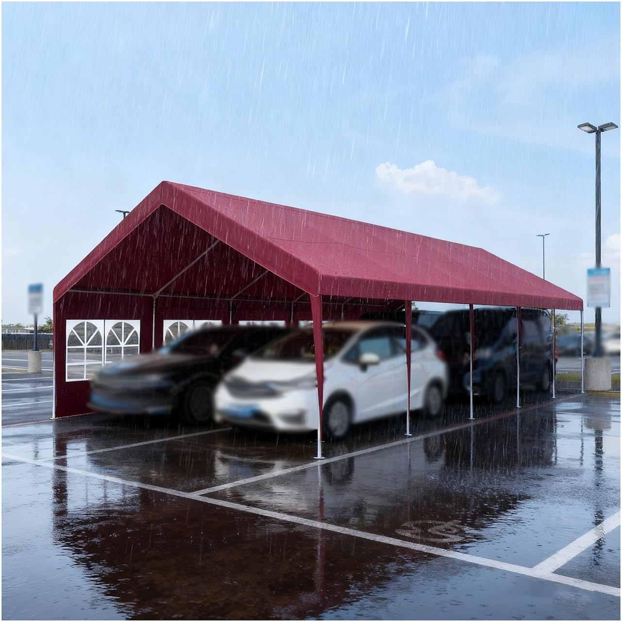 Large Heavy Duty Carport Canopy Water-Resistant Garage Tent with Windows for Tractor Truck RV SUV(16.4x32.8x6.5ft)