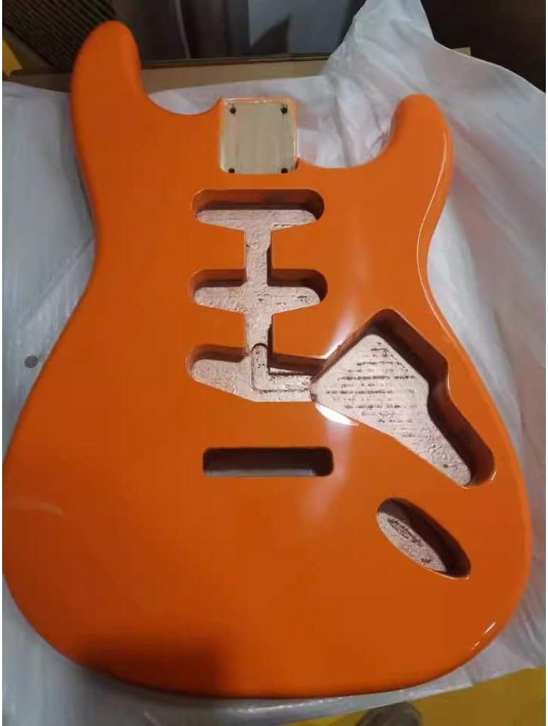 ST Style Electric Guitar Body - Solid Alder Wood, Professional Shielding Coating in Cavities, for DIY Custom Build or Replacement (orange)