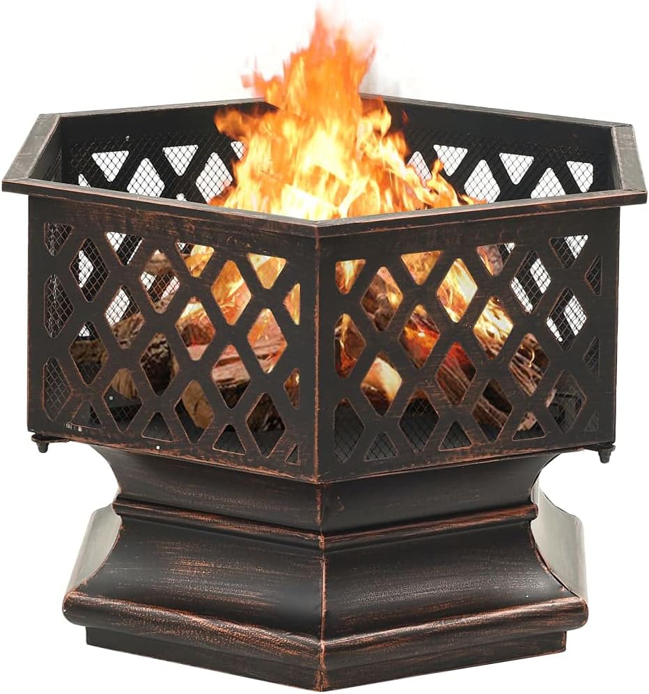 CHARMMA ic Fire Pit with Poker 24.4x21.3 x22 XXL Steel