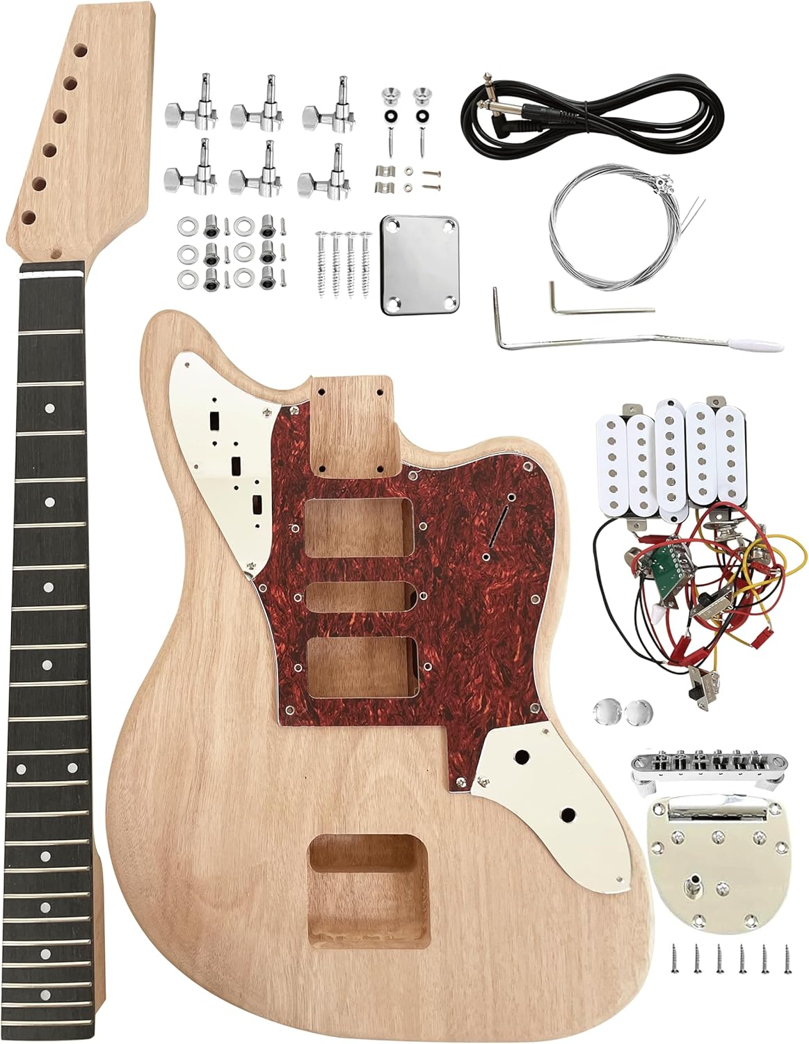 Diy Electric Guitarr Kit Mahogany Body and Mahogany Neck Rosewood Fingerboard Chrome Hardware Uncut Beginner Kit Guitarr Kit Build Your Own Guitarr.