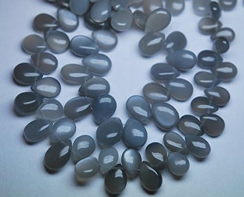 13 inch natural beads strand of 9-11mm smooth pear gray moonstone gemstone briolletes beads for DIY jewelry - necklace, bracelet, earring, ring.