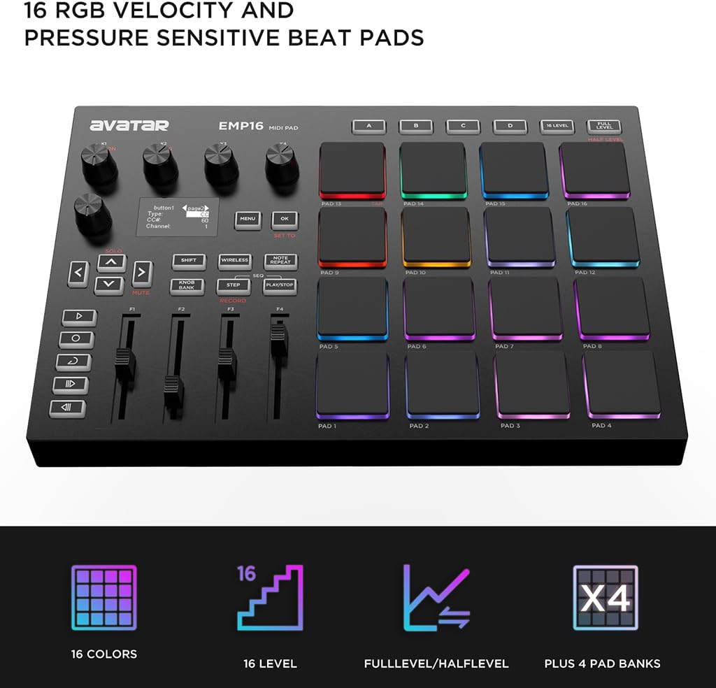 EMP16 Bluetooth MIDI Beat Pad + EMK-25 USB MIDI Keyboard Contoller Bundle