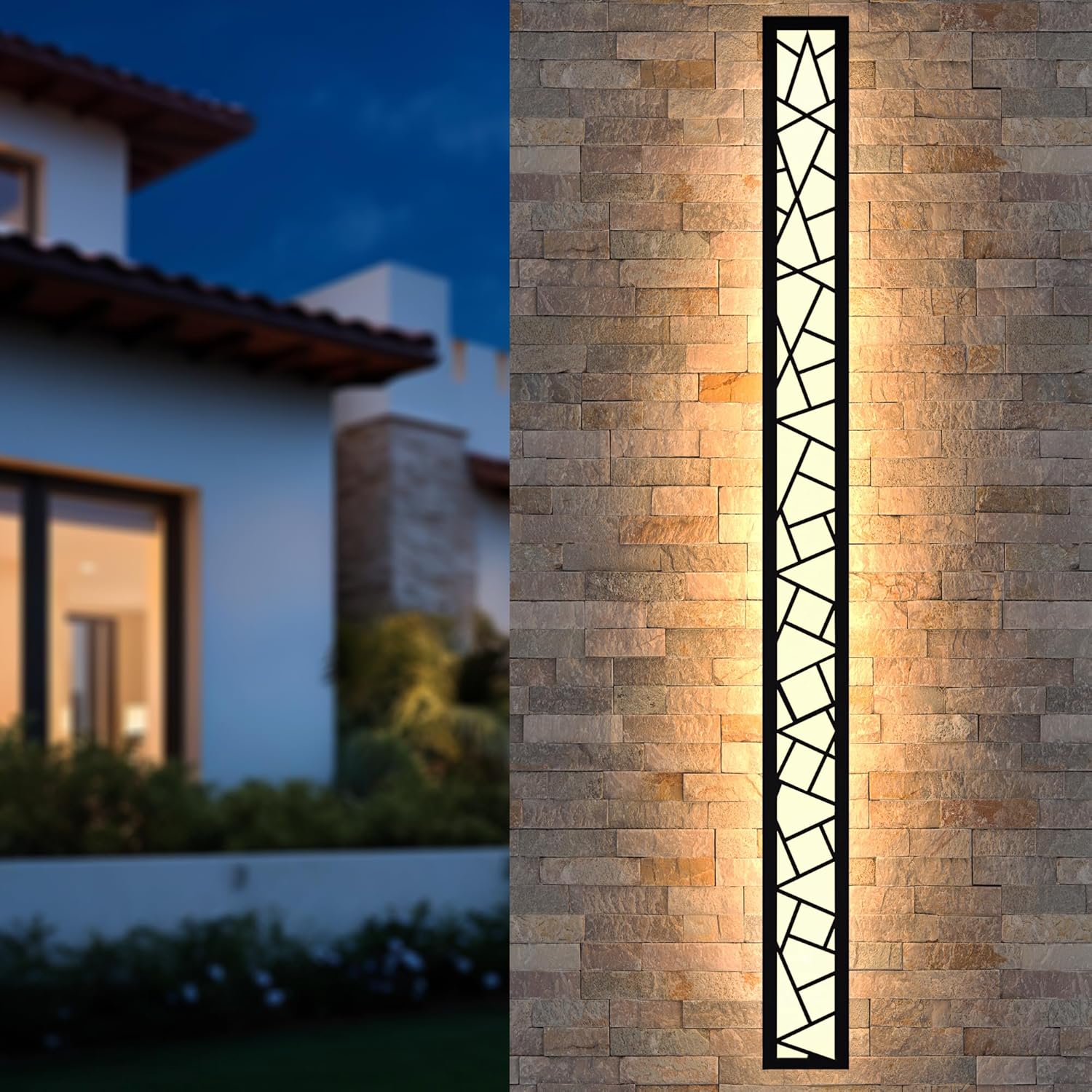 Outdoor Wall Lights 59.1inch Modern Outdoor Wall Sconce LED Long Wall Sconces Black Front Porch Light Waterproof Led Wall Light IP67 3000K Exterior Lighting fixtures