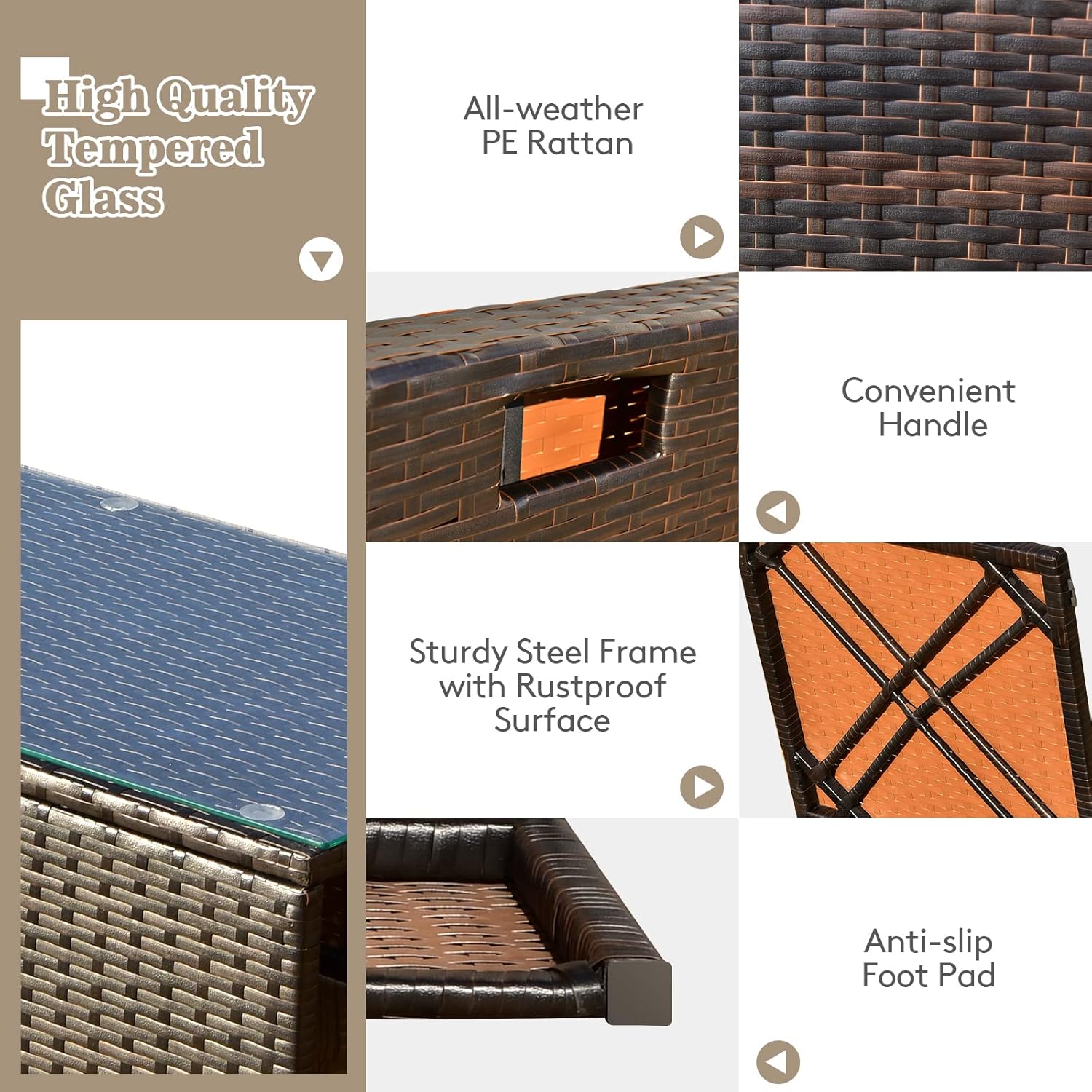 COSTWAY 9 Piece Patio Furniture Set with 35'' Fire Pit Table, Outdoor Wicker Rattan Sectional Sofa Set with 4'' Thickened Cushions, 2 Coffee Tables and 2 Ottomans for Poolside Backyard (Turquoise)