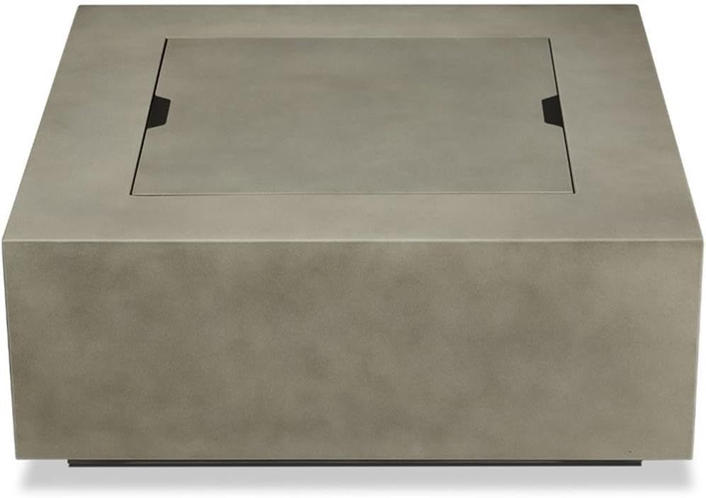 Home Square 2-Piece Set with Square Propane Fire Table Fire Glass